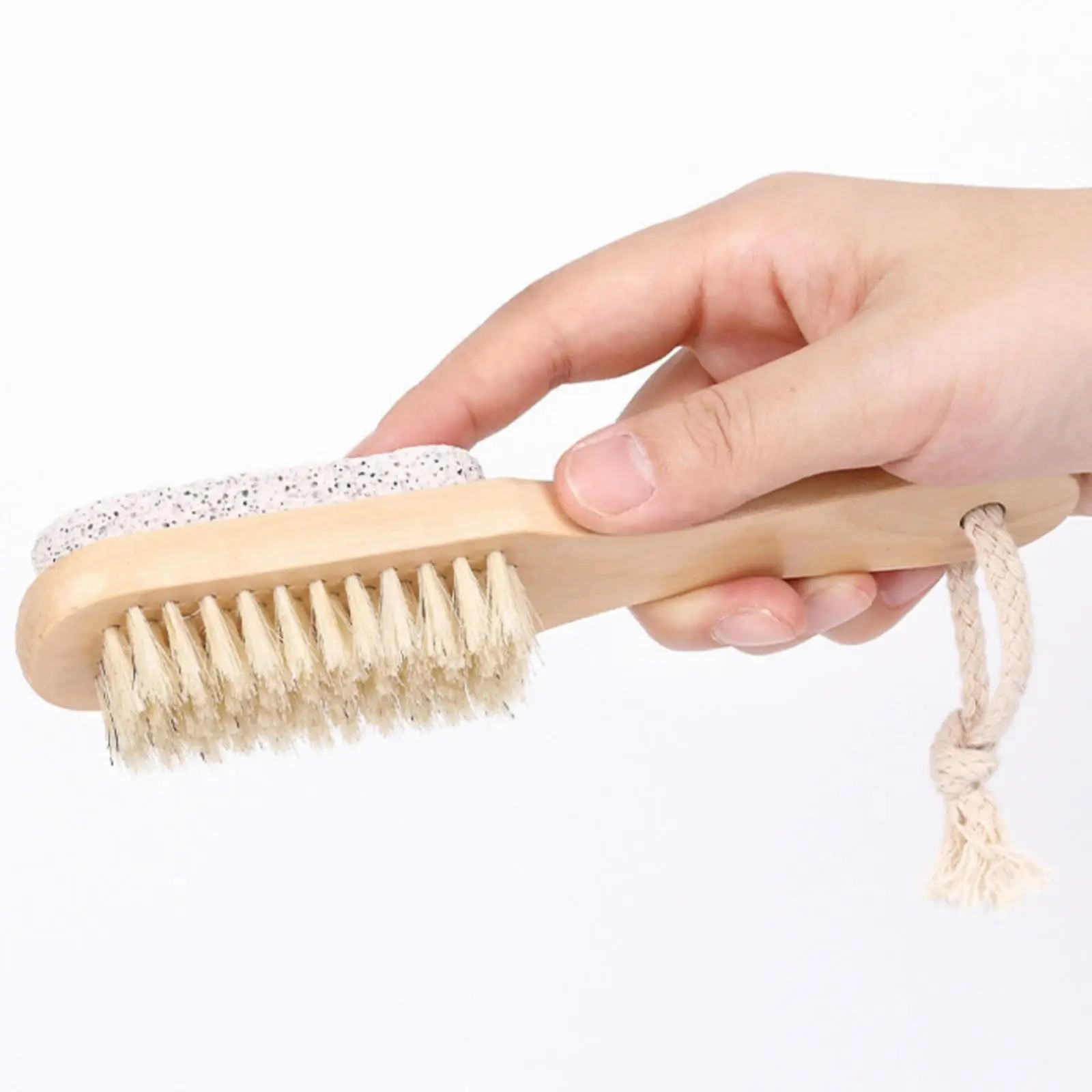 Compact Foot Callus Remover Double Sided Wooden Handle Brush for Easy Pedicure Routine