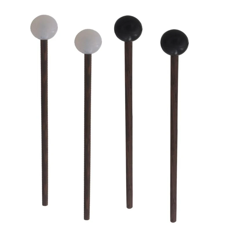 1pair Steel Longue Drum Malmets Drumsticks Rubber Percussion Malmets Strick