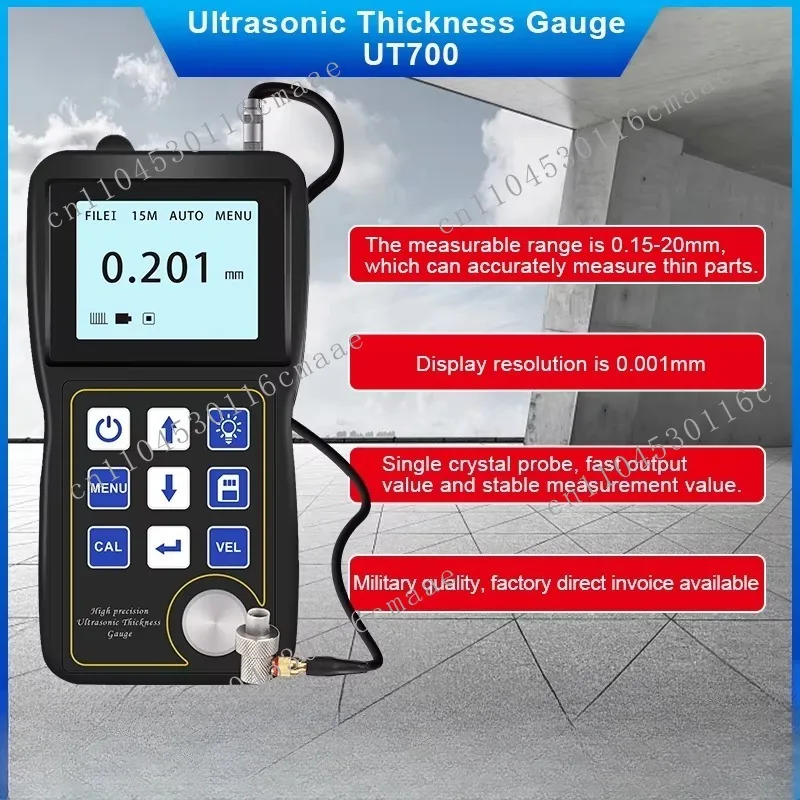 UT700 Portable Intelligent Ultrasonic Thickness Gauge High Precision Penetration  Metal Plastic Glass Ceramics