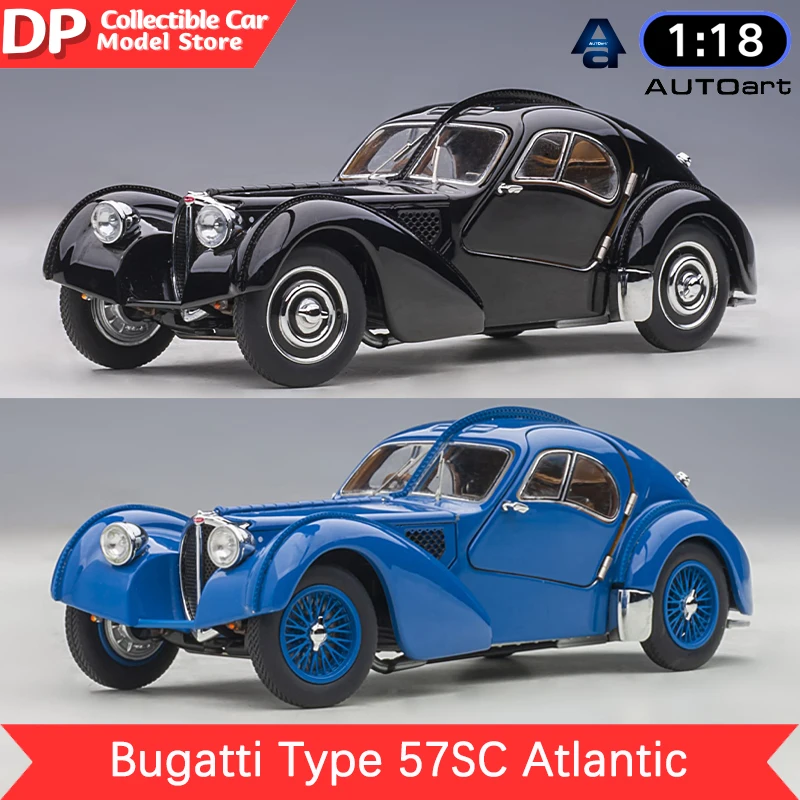 

1:18 AUTOart Bugatti Type 57SC Atlantic 1938 Alloy Car Model Collectible Car Model Metal Diecast(Black/Blue) Holiday Gifts