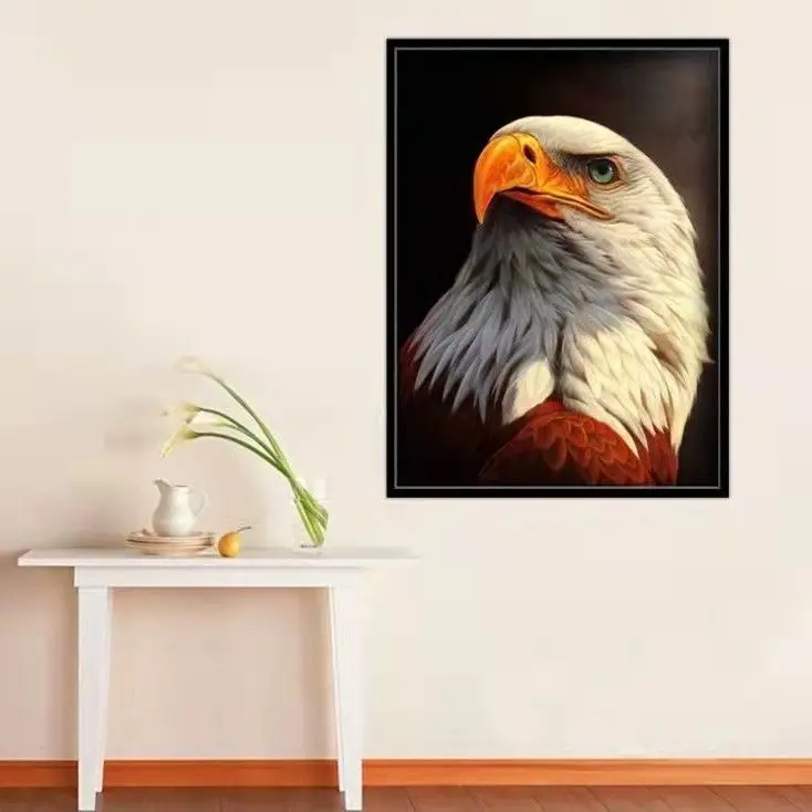 3D handmade cross stitch finished oil painting, eagle head, new style living room, office, grand Chinese decorative painting