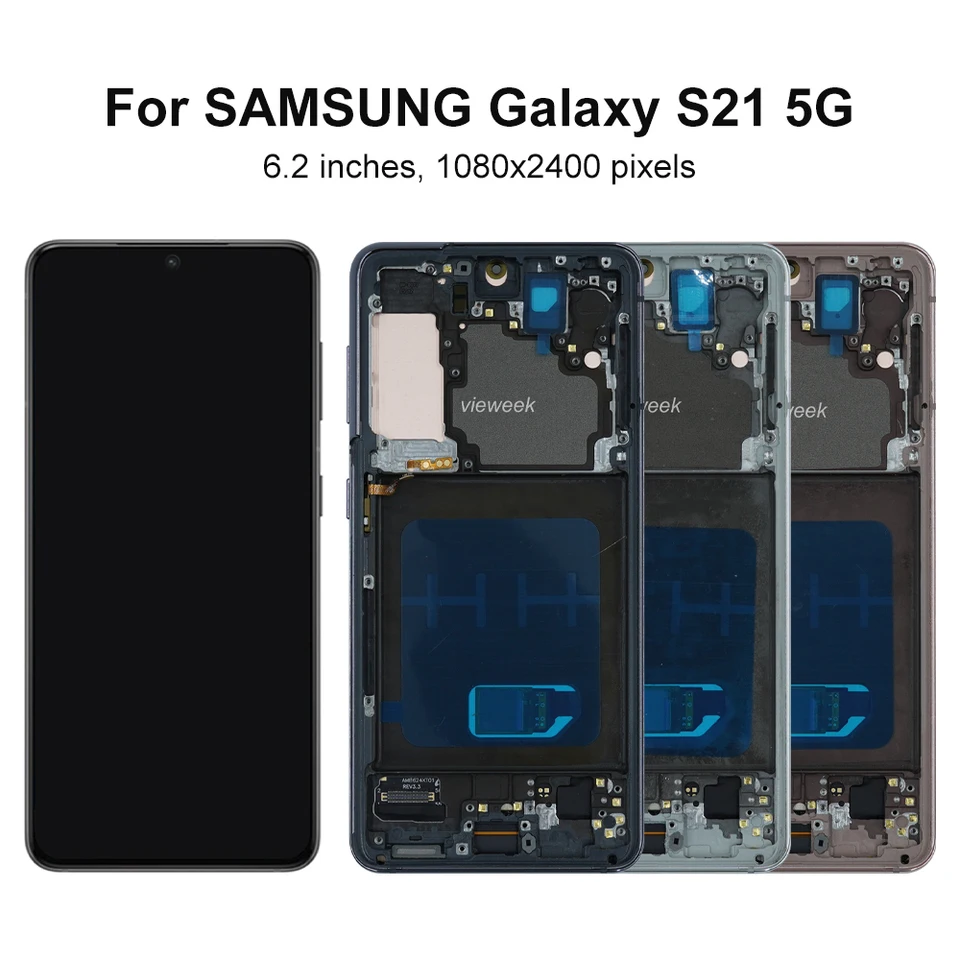 Pantalla S21 5G G991B G991B/DS Super AMOLED Screen Digitizer con Marco para Samsung Galaxy S21 LCD Display Touch Screen Repuesto 3