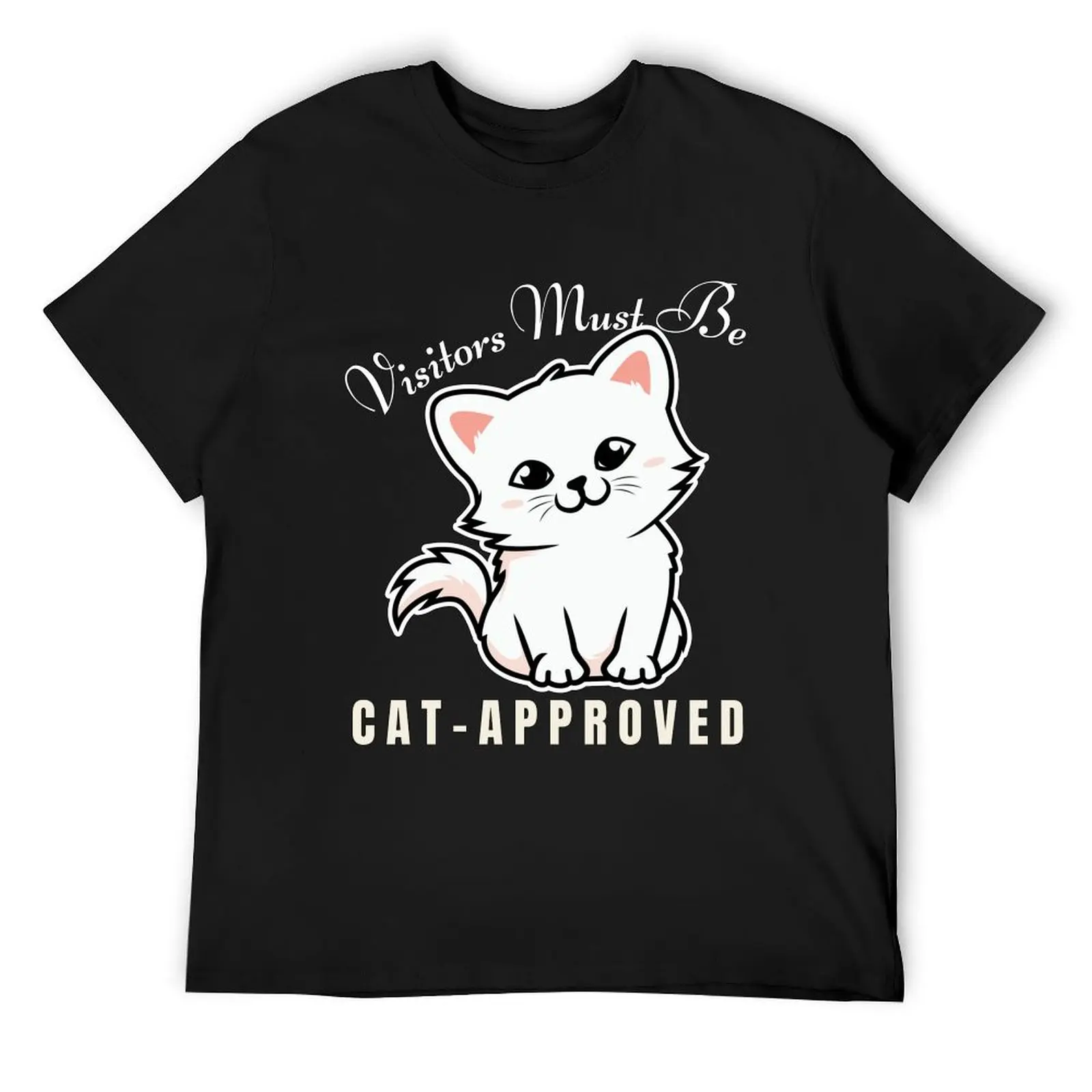 

Visitors Must Be Cat Approved Cat Lover Family Kitten T-Shirt graphic tee shirt summer top fruit of the loom mens t shirts