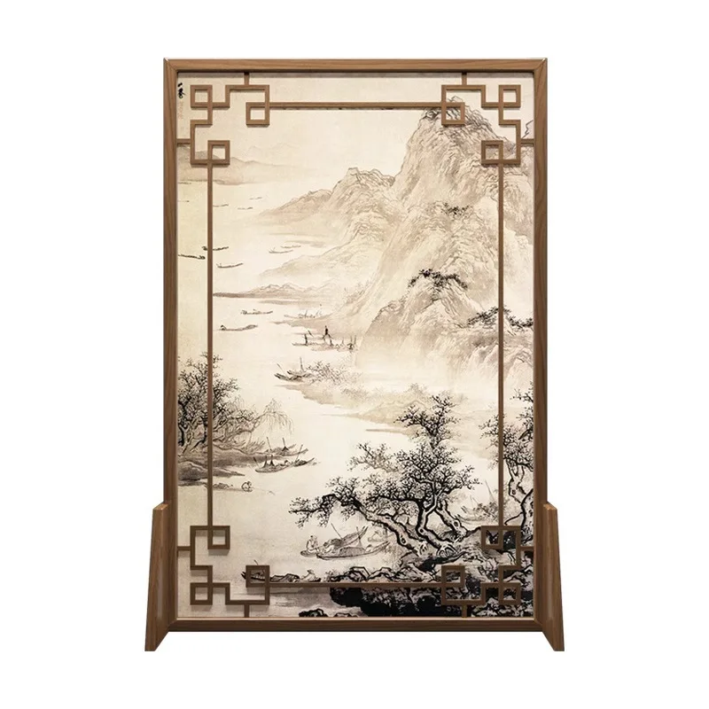 

Chinese screen office living room movable blocking decorative ornament persimmon ruyi solid wood seat screen wholesale