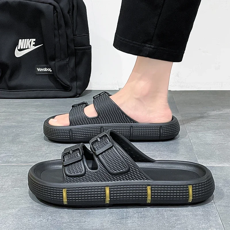 Men Slippers Buckle Summer New Casual Beach Shoes Soft Bottom Breathable Non-slip Men\'s Sandals Slippers Summer Men Sandals