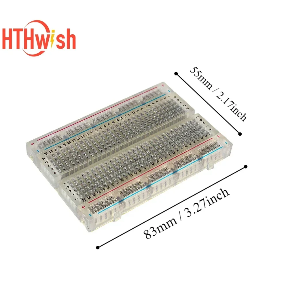 1pc 400-Point Mini Breadboard Kit Transparent 10cm Male to Male DuPont Jumper Wires Set Solderless Prototype Practice Board