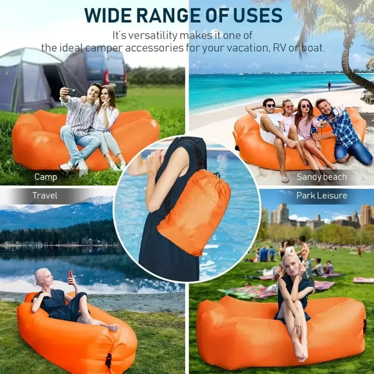 Outdoor Portable Inflatable Sofa Inflatable Outdoor Air Inflatables Lounger Blow Sleeping Bag Couch Hiking Picnics Backyard Tool