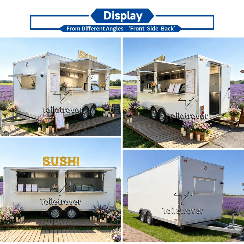 High Quality Commercial Food Trailer Outdoor Street Mobile Food Truck Fully Loaded Food Truck Trailer with Led Lights Screens