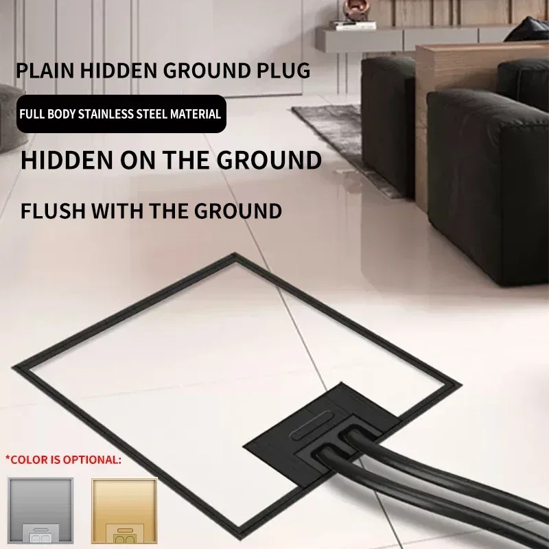 

Embedded Marble US UK UN Standard Plugging Invisible Flat Stainless Steel Ground Socket Waterproof Hidden Ground Dark Outlet