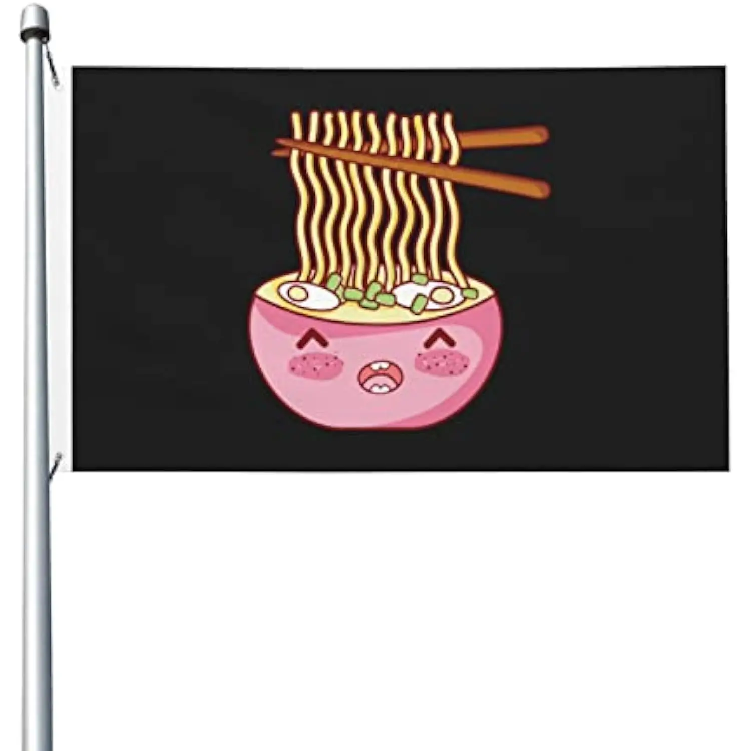 Cute Kawaii Ramen Bowl Noodles Flag Durable Polyester Banner For Outdoor Patio Decor