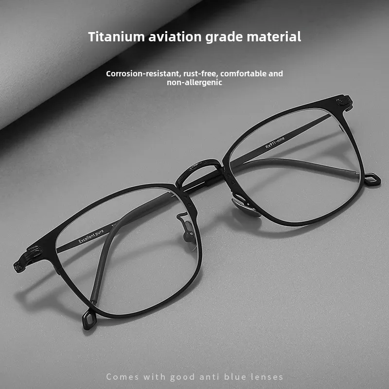 Pure Titanium Minimalist Retro Glasses Big Face Full Titanium Ultra Light Glasses Frame Myopia Prescription Glasses