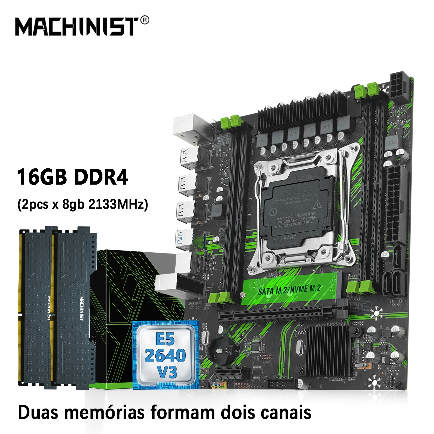 MACHINIST X99 Combo Xeon E5 2640 V3 CPU zestaw LGA 2011-3 2*8GB = 16GB DDR4 pamięci RAM obsługi NVME SATA M.2 USB 3.0 PR9