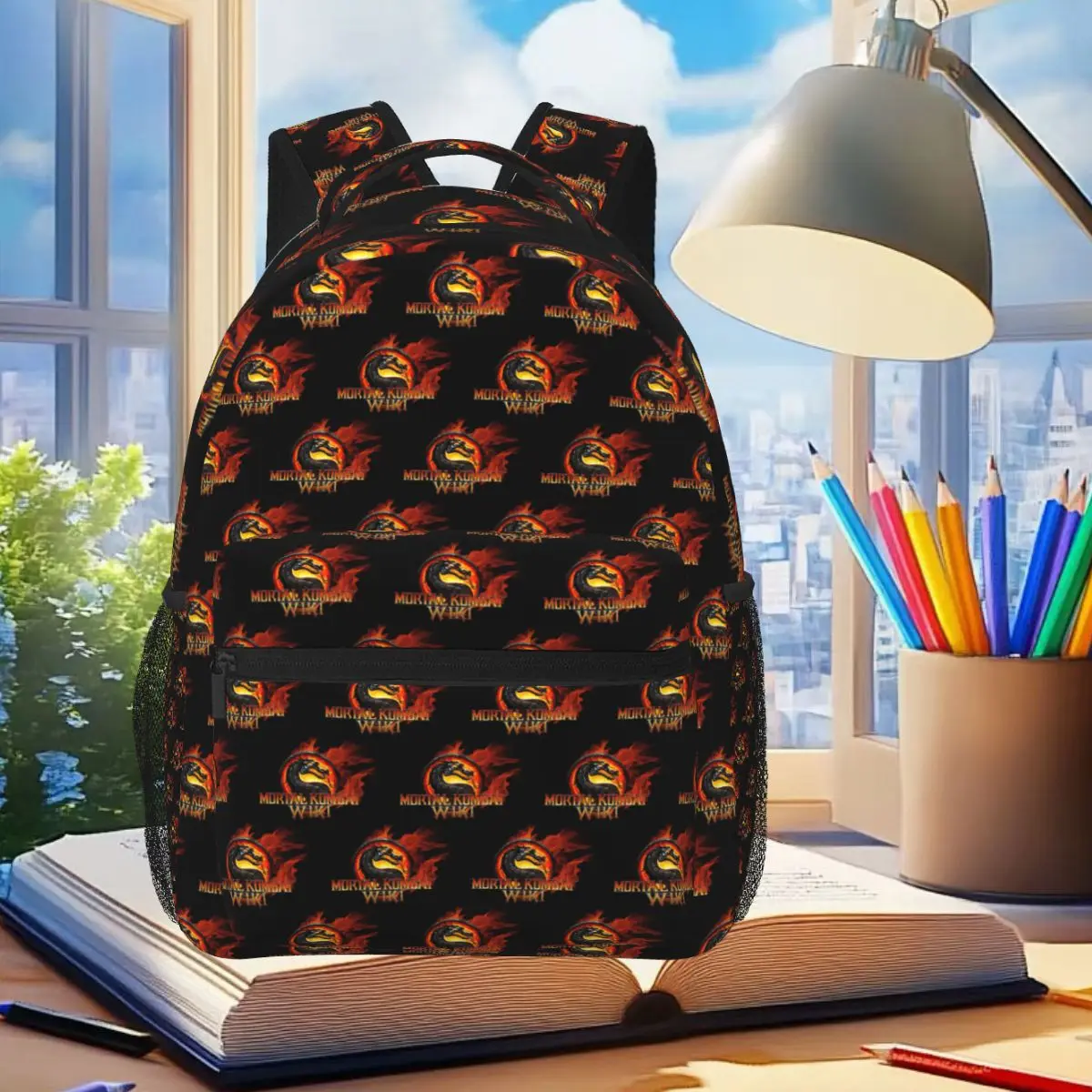 

Mortal Kombat Logo Backpack Student Boys Girls BookBag Children School Bag Laptop Shoulder Bags for Men Women