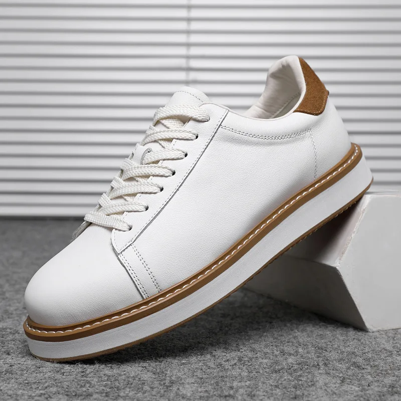 

European Station 2026 Spring Sports Casual Leather Shoes Men's Low-Top Leather Board Shoes British
