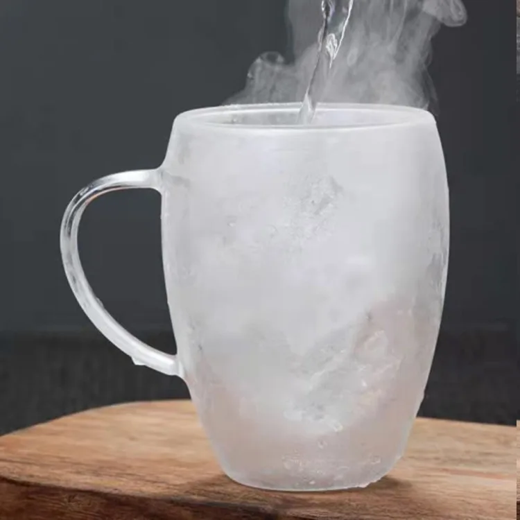Heat-resistant double-layer glass cup with high appearance and high borosilicate with handle and printable logo coffee cup porta