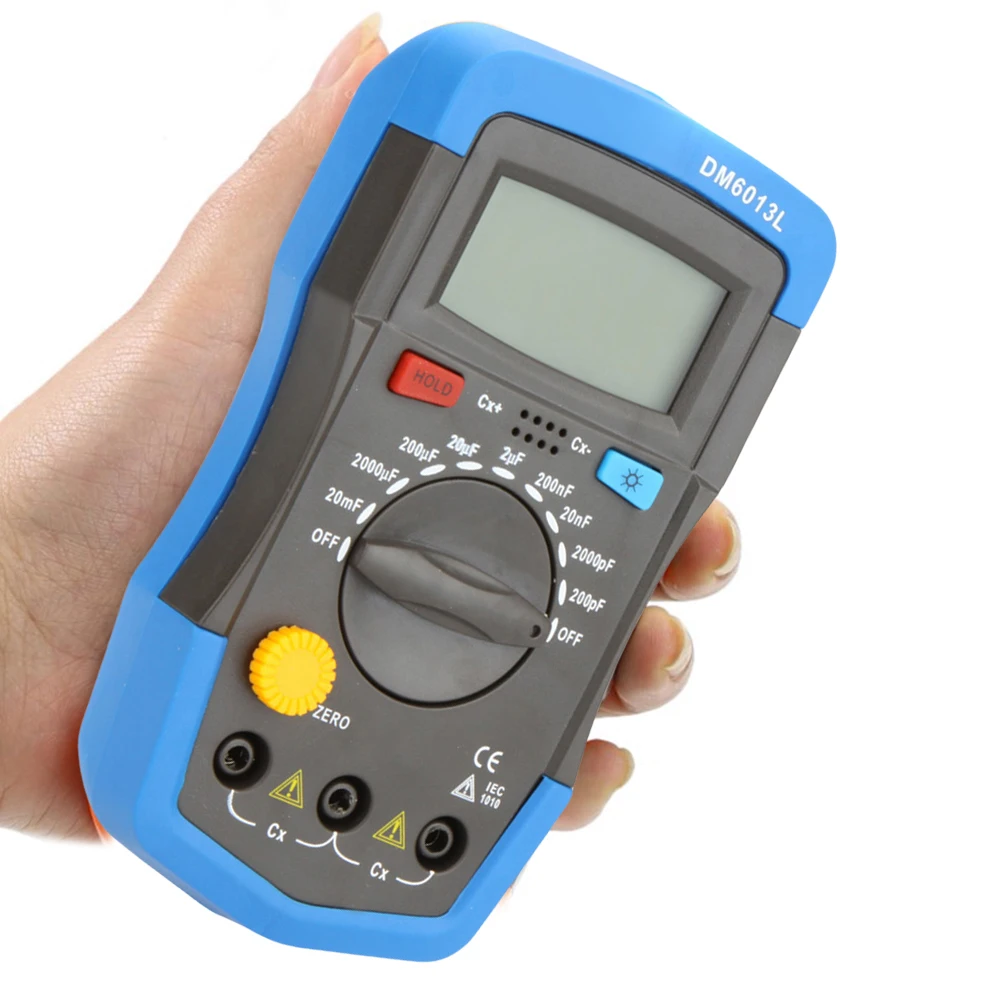 DM6013L Digital Capacimeter 1999 Counts 200pF~20mF Capacitance Capacitor Measuring Meter Data Hold LCD Backlight Circuit Tester