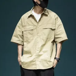 Men's short-sleeved loose temperament shirt coat casual half-sleeved personality clothes