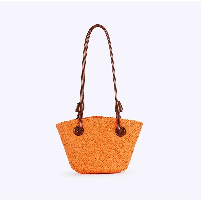 Neue Schulter Tasche Handgemachte Stroh Gewebt Große Kapazität Marke Hochwertige Korb Tasche Sommer Strand Urlaub Mode Handtasche Forwomen – Detail 31
