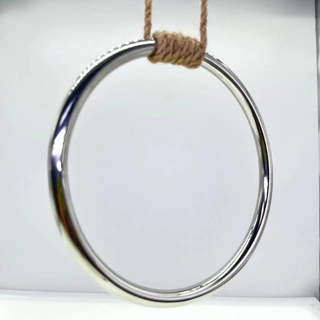 Anillo Bondage de cuerda japonesa Shibari de acero inoxidable BDSM, cuerda de cáñamo, restricción para hombres y mujeres, productos para adultos, Juguetes sexuales