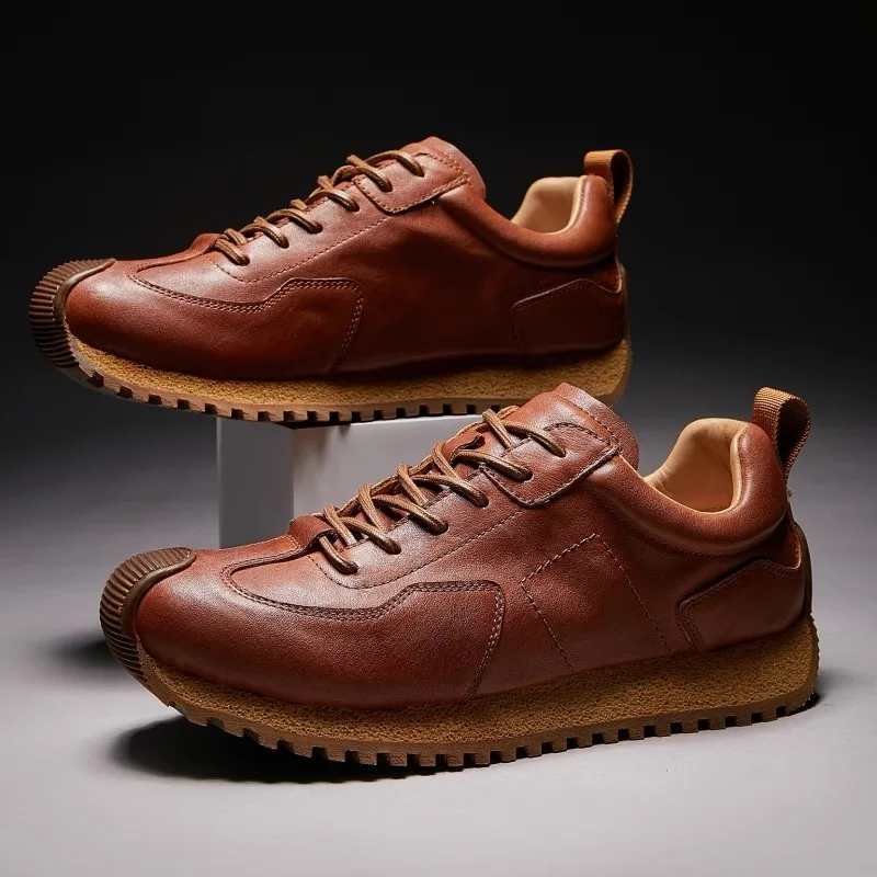 

Новый дизайн, спортивная обувь, мужские повседневные кроссовки из натуральной кожи на шнуровке, уличная обувь дерби, мужские молодежные оксфорды на весну и осень