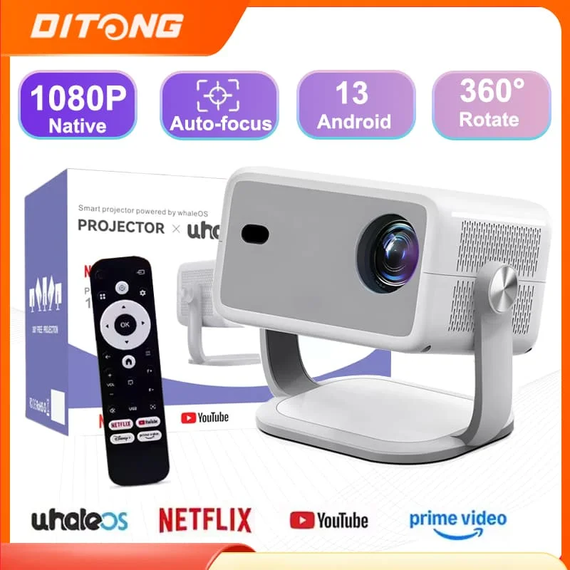 Versione globale proiettore Ditong 1080P Mini LED WIFI portatile Full HD Android 4K 1280*720P correzione trapezoidale per Home Theater