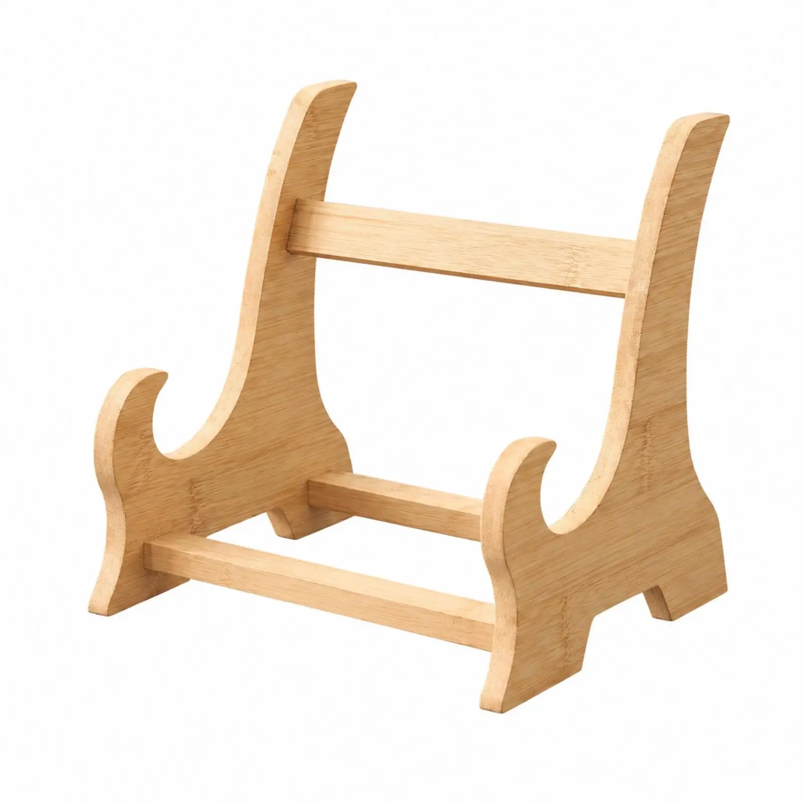 Compact Bamboo Sword Display Stand Holder for Samurai Swords Tabletop Rack with Curved Cradles for Flutes and Rulers