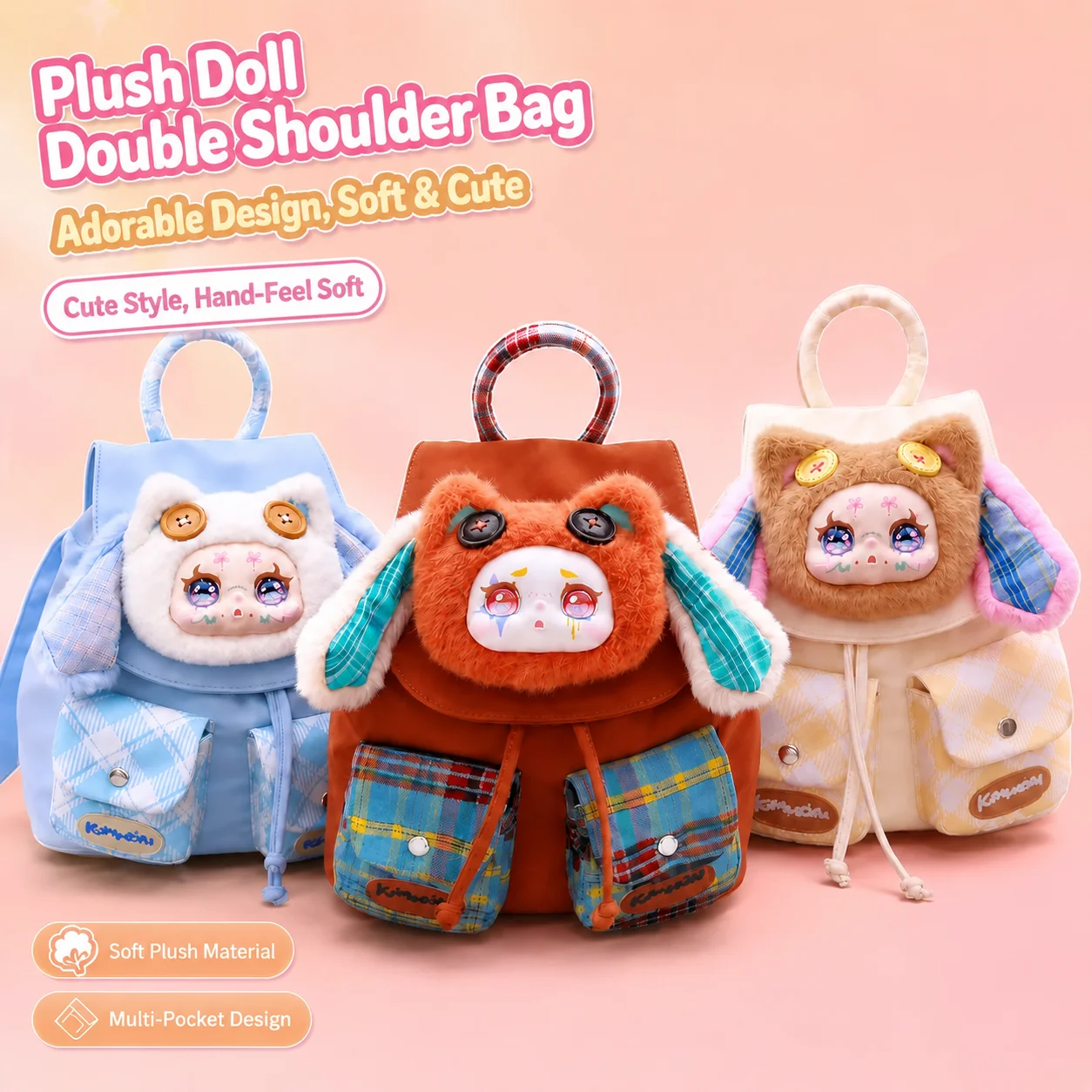 Kimmon Cute Cartoon Backpack Lightweight Multifunctional Travel Daypack Creative Casual Rucksack For Women