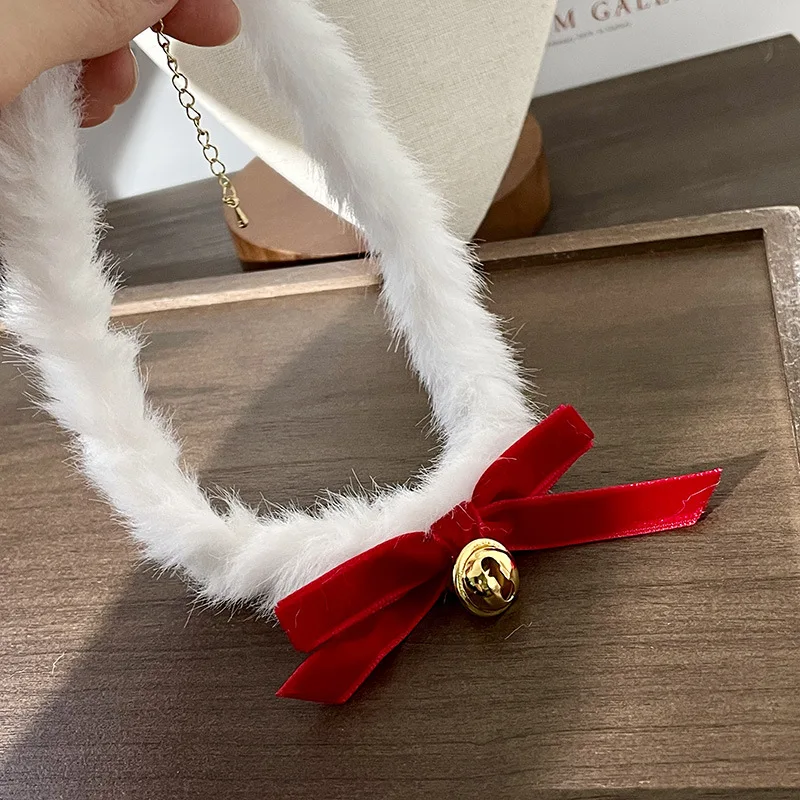 عيد الميلاد ندفة الثلج المخملية Bowknot جرس سحر رقيق المختنق للفتيات والنساء عيد الميلاد حزب قلادة الأزياء والمجوهرات الهدايا