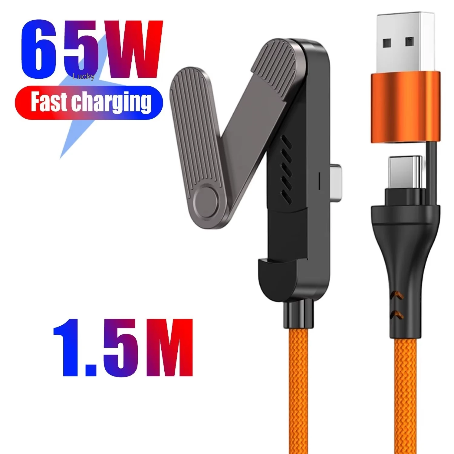 65W 65W Fast Charging Data Cable 2-in-1 Data Wire Foldable Phone Tablet Stand Type-C to Type-C /USB-A to Type-C Charger Cord 1.5M - Aliexpress Deal