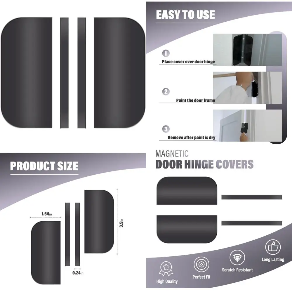 

Magnetic Door Hinge Covers for Painting - 60 Pack Flexible Covers Ideal for Residential Doors and Easy Door Hinge Protection