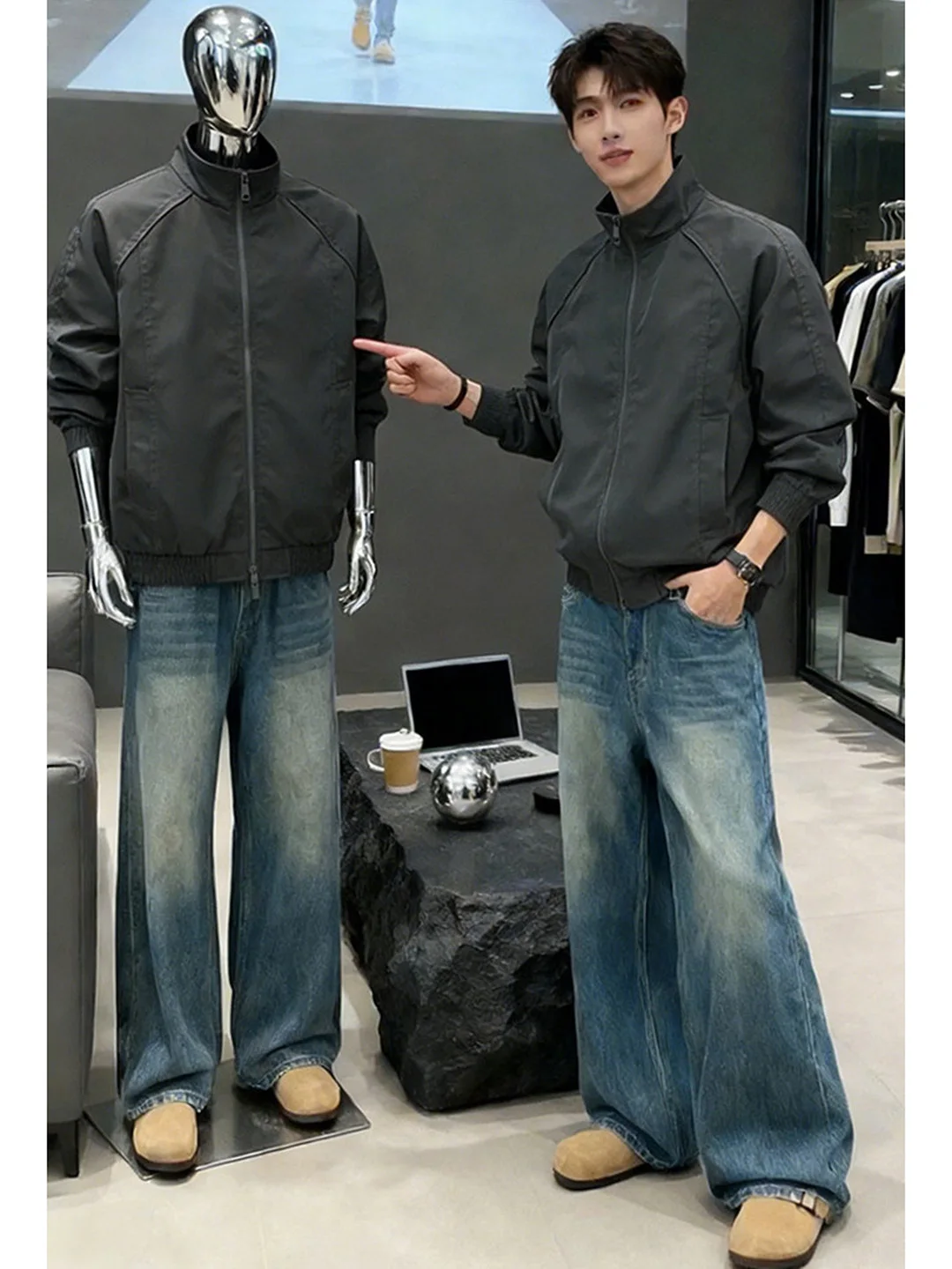 

Мужская куртка-бомбер Deep ey American Pilot Jaet в стиле Spring Vibe, деконструированная, с воротником-стойкой, свободного кроя, в бейсбольном стиле