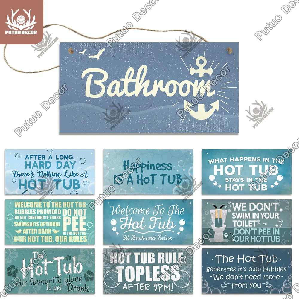 Putuo Dekor-Badezimmer Holz schilder, dekorative Plakette, Wandtafel für Toilette, Tür dekoration, Bar, Pub, Strand, Wohnkultur