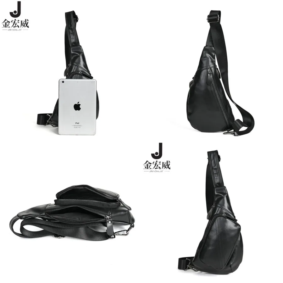 

【New style】European and American retro genuine leather men's chest head layer cowhide casual simple multi-function single-shoul