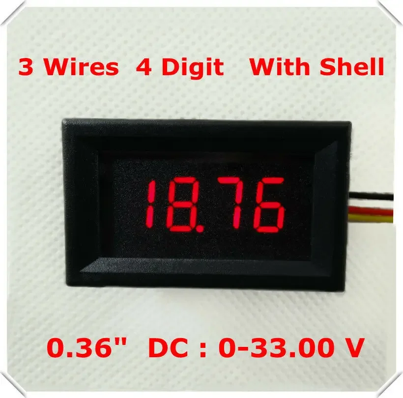 4-digit 3-wires DC 0-33V Digital Voltmeter Voltage Panel Meter With Shell 5V 12V 24V For Car Battery