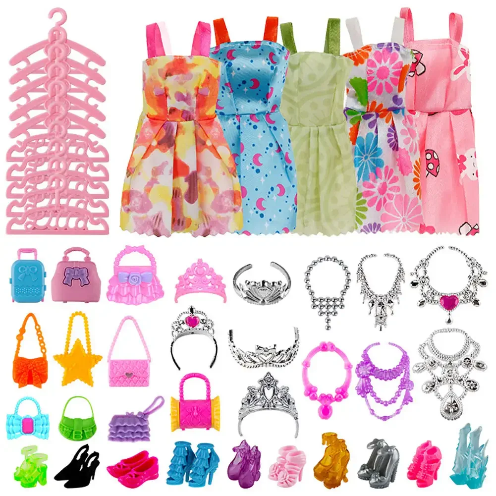 Conjunto de joyería para vestido de muñeca, zapatos, bolsas, colgador de ropa para niños, juguetes de juego de Pretand, regalos para niñas, accesorios para muñecas de 30cm