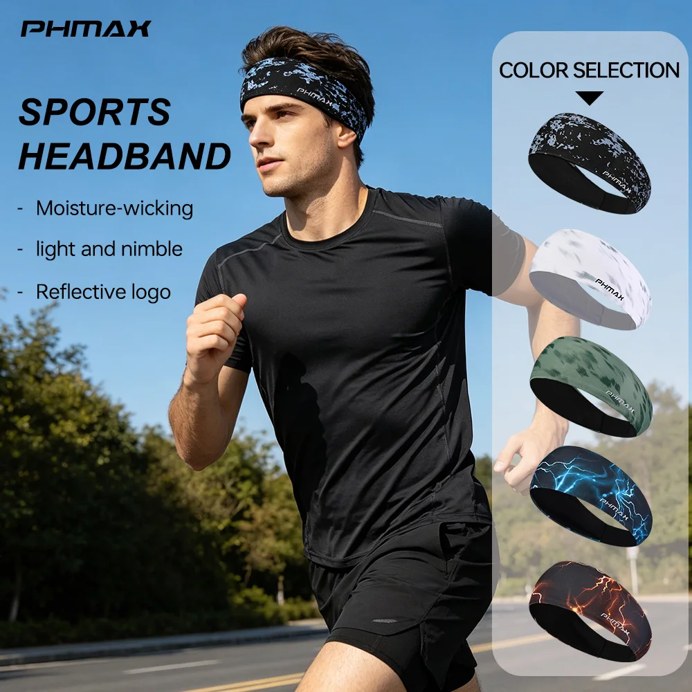 PHMAX  Sports Headband Sweatband Elastic Absorbent Sweat Fitness Breathable Basketball Cycling Jog Tennis Yoga Gym Head Band