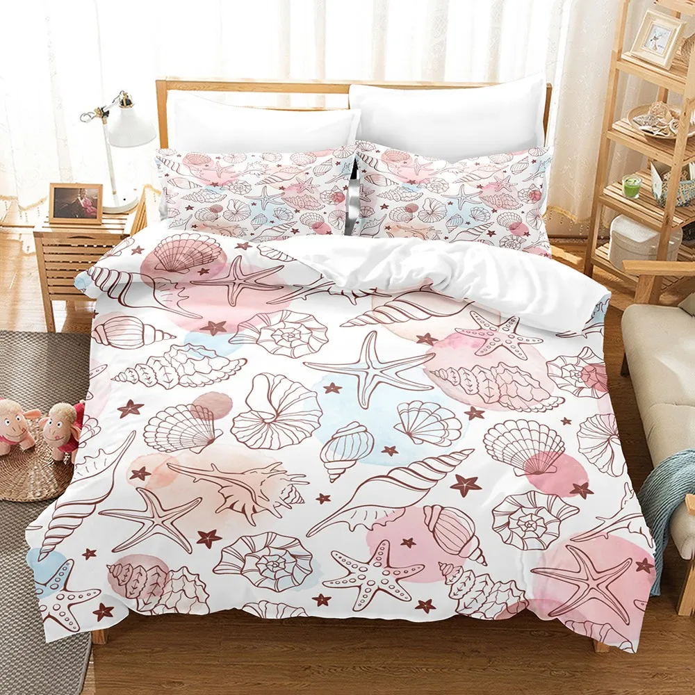 Cute Ocean Friends 3D Bedding Set  Comforter Set for Kids Girls 3PCS Toddler Size Sea Horse Couch Print in Soothing Pastels Gift