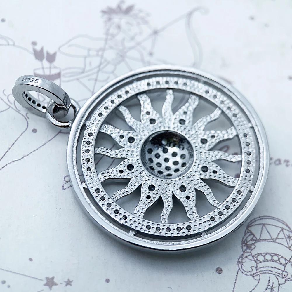 Pendant White Zircon Sun Brand New 925 Sterling Silver Vintage Jewelry Europe Accessorie Gift For Woman Men 6
