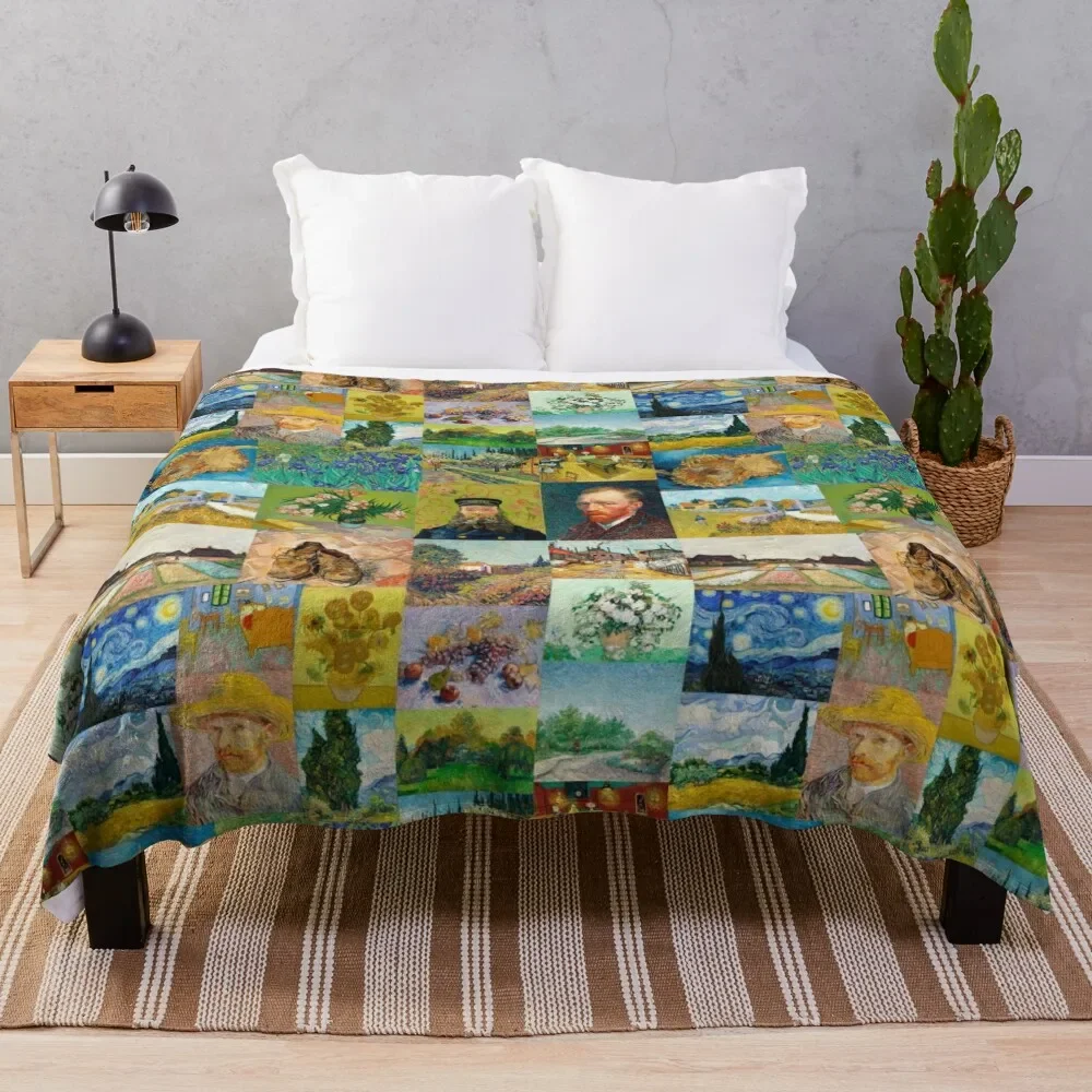 

Van Gogh Collage Throw Blanket Weighted Bed Fashionable blankets and throws Heavy Blankets