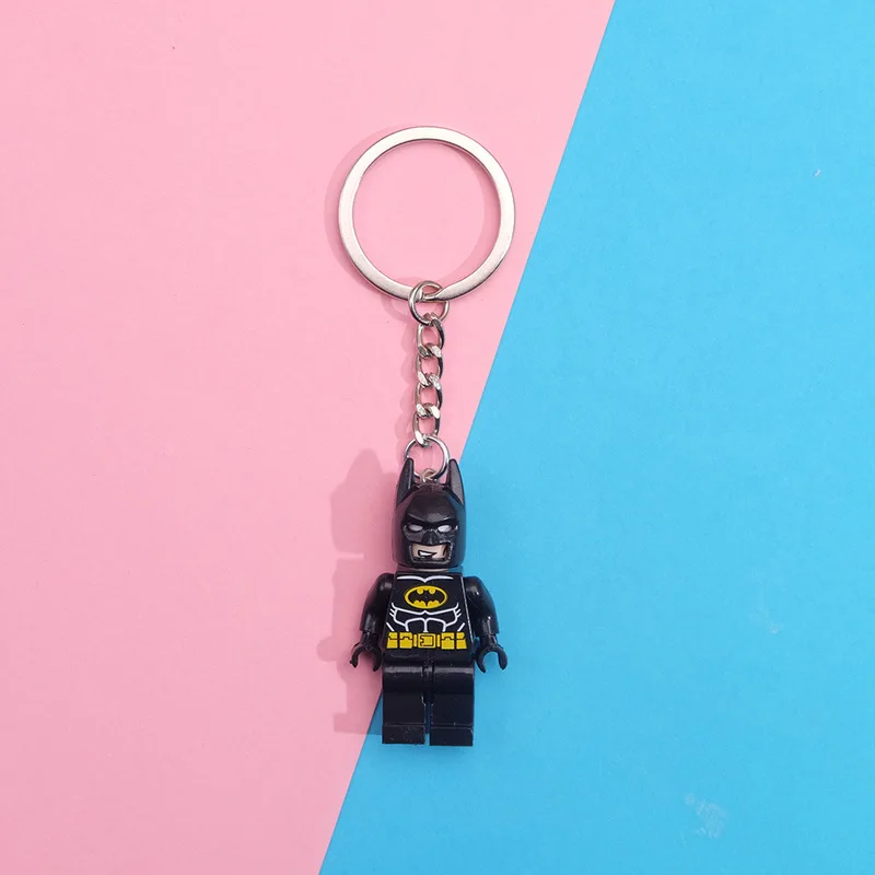 Marvel Avengers Keychain Iron Man Spiderman Captain America Cartoon Cute Building Blocks Keyring Toys Kid Gifts