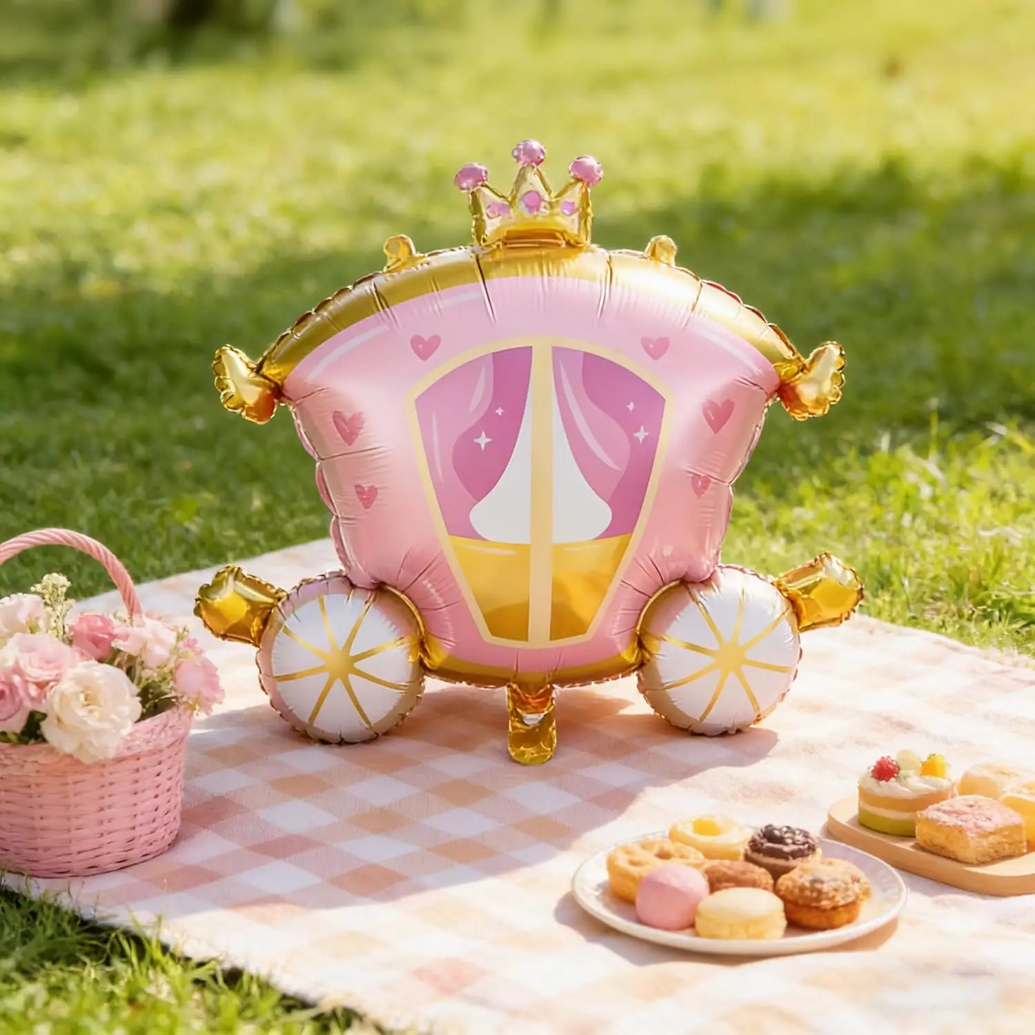 7-teiliges Prinzessinnen-Themen-Set mit Schloss und Kutsche, Aluminiumfolienballons für Geburtstagspartys und Babypartys, Luftballons und Dekorationszubehör – Detail 13
