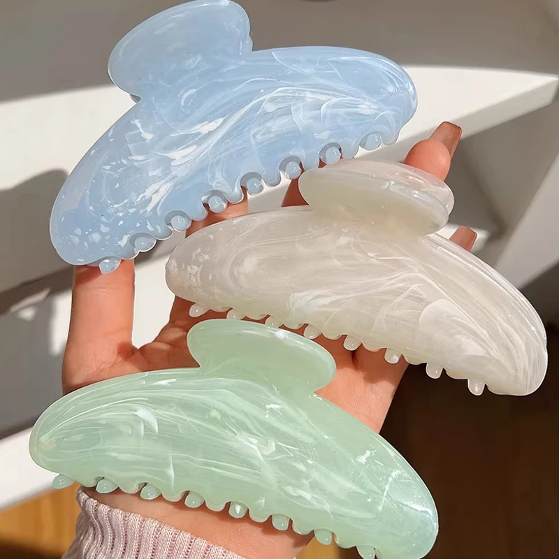 2026 New Spring/Summer Creative Ink Painting Resin Grip Clip Marble Texture Hair Clip Shark Clip Hairclip Headwear Accessories