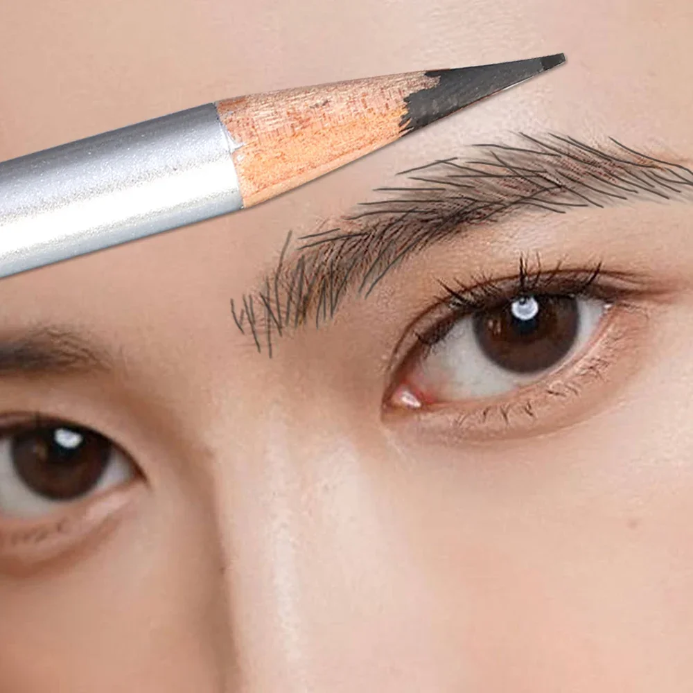 Hard Core Eyebrow Pencil with Sandpaper Long-Lasting Waterproof Permanent Makeup Eye Brow Enhancers Pencil Wild Line Brows Tint