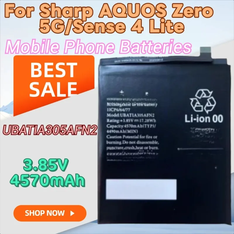 

100% New 3.85V 4570mAh High Quality Replacement Mobile Phone Battery UBATIA305AFN2 for Sharp AQUOS Zero 5G/Sense 4 Lite