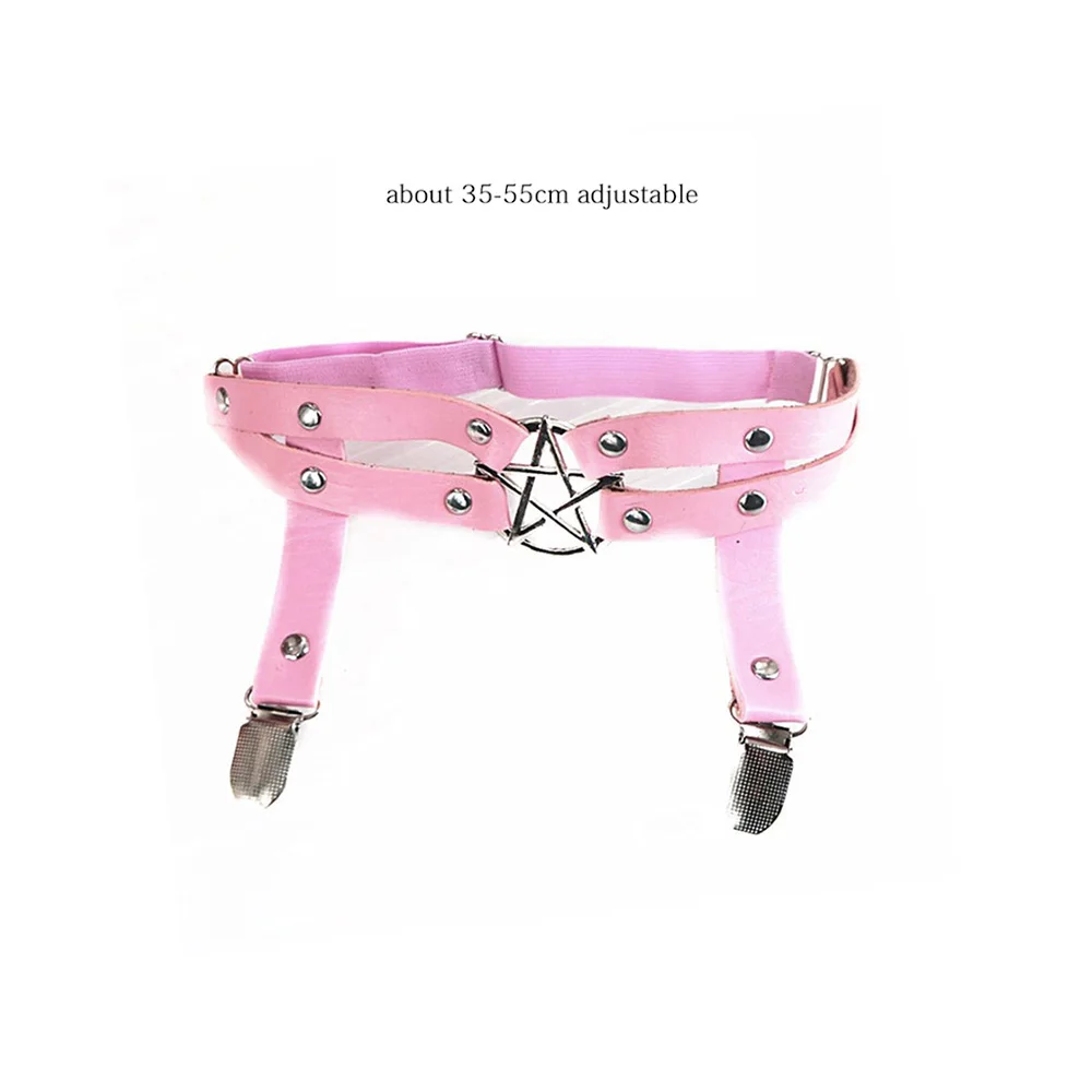 Ceinture en cuir élastique pour femme, rock sexy, punk, punk, jarretière de cuisse, rivet pointu, rose, gothique, anneau de cuisse