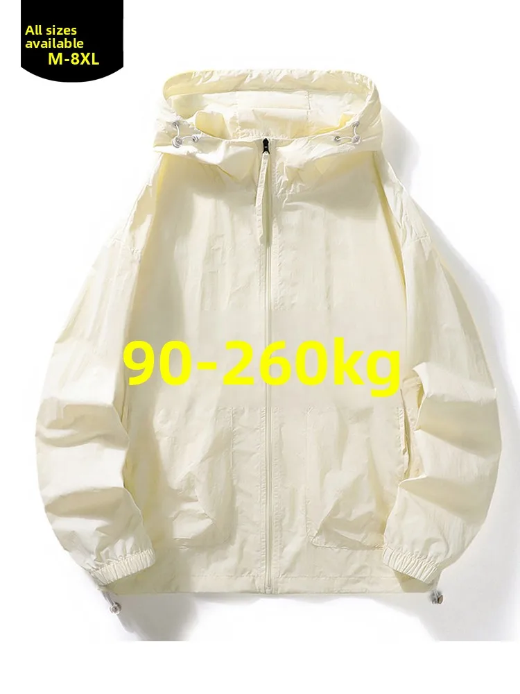 

Large Size Ice Silk UV Protection Jaet Men's Summer Trendy Brand Hooded Skin Light Weight Fat Person Sunscreen Outerwear