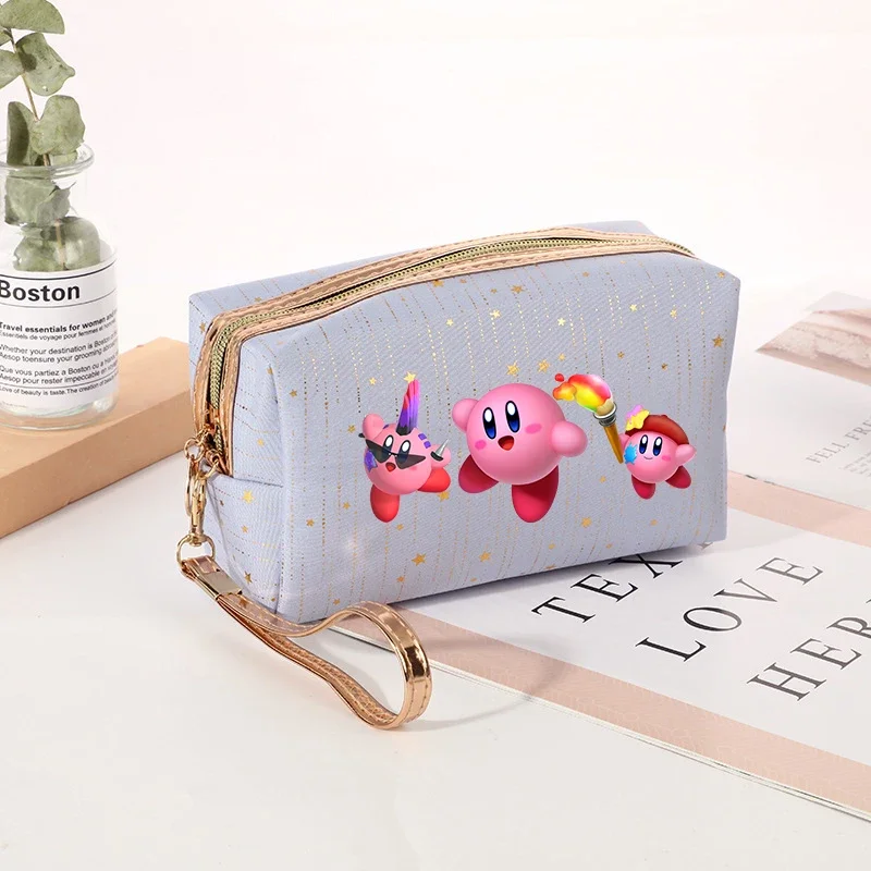 Star Kirby Cosmetic Bag Girl Cute Sweet Cartoon Makeup Bag Large Capacity Portable Fashion Travel Storage Bag Anime Handbag Gift