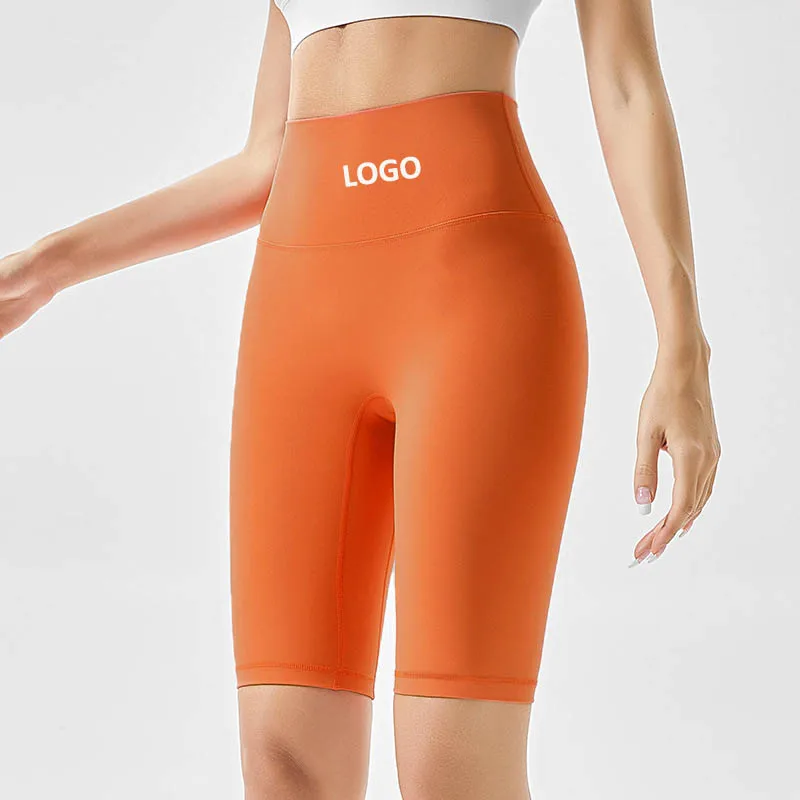 

Customized LOGO no embarrassment high-waisted buttocks nude pants sports running women's five-point shorts yoga gymwear