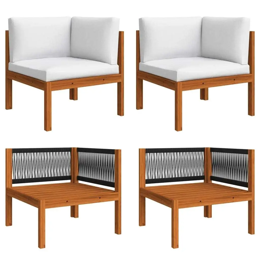 2-Piece Patio Corner Sofa Set with Cushions - Durable Solid Acacia Wood Furniture