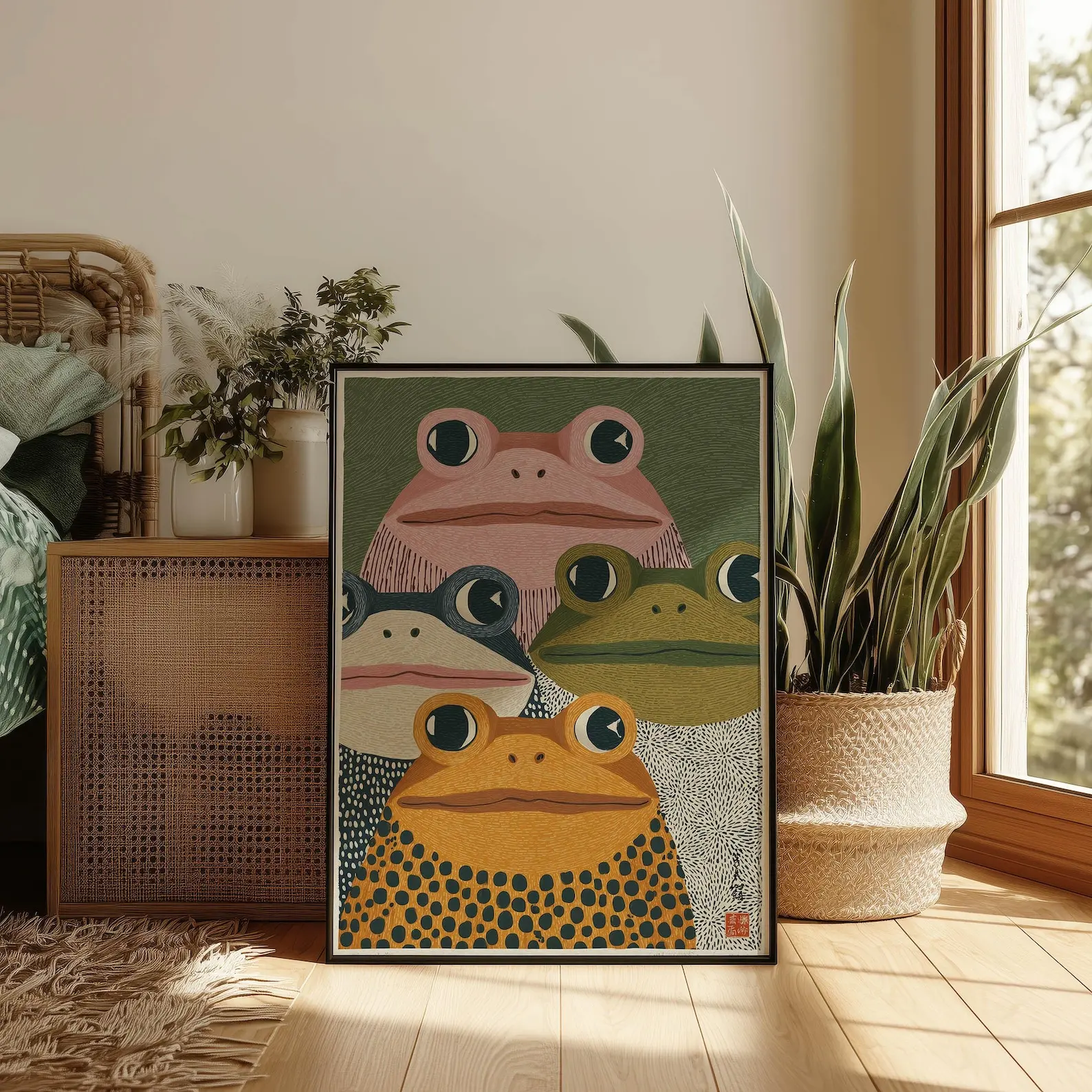 Modern Japanese Frog Art Print - Home Office Youtube 评论和价格